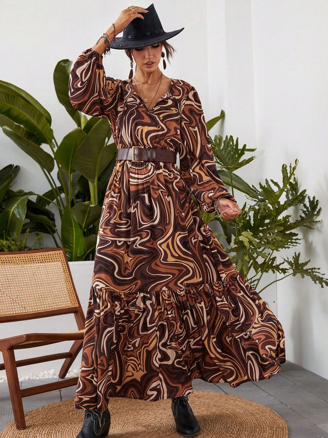 SHEIN maxi ruha, barna