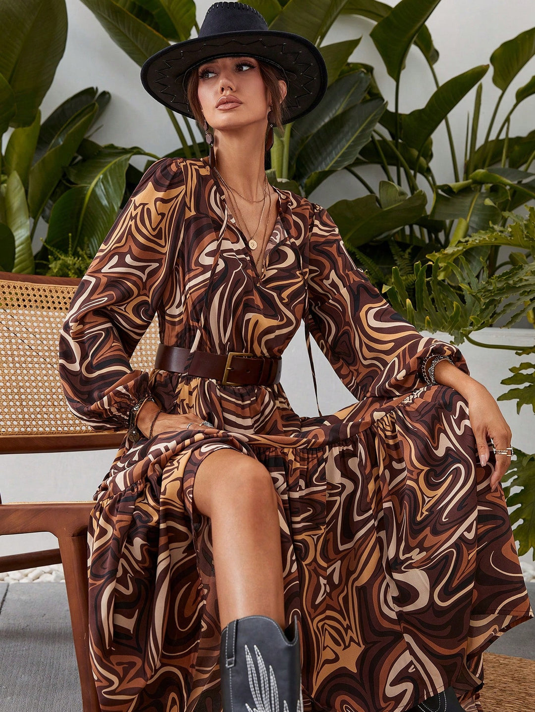 SHEIN maxi ruha, barna