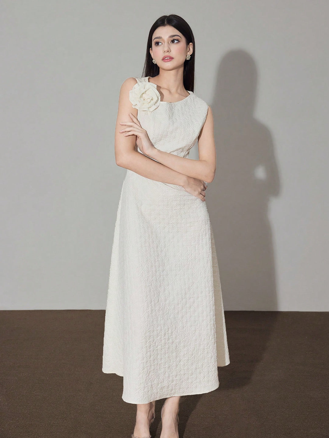 Rochie midi SHEIN, crem