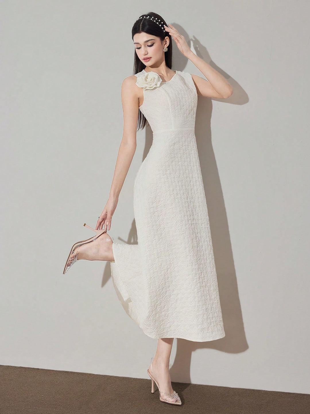 Rochie midi SHEIN, crem