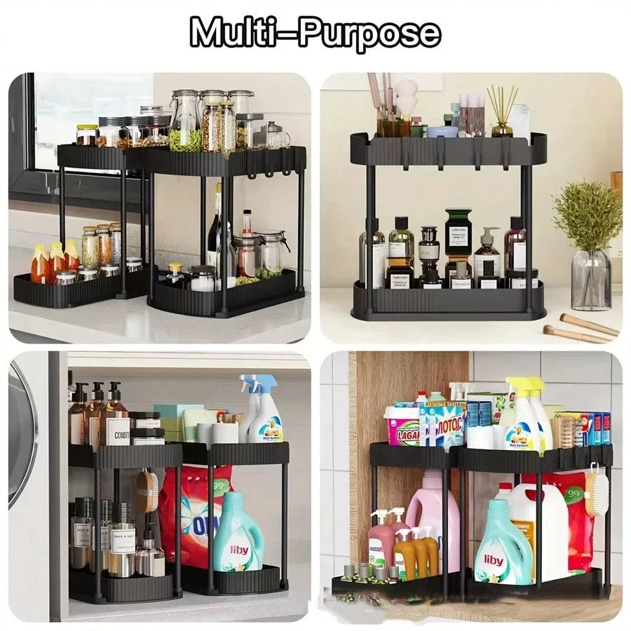 Raft de depozitare extensibil multifuncțional SHEIN, negru