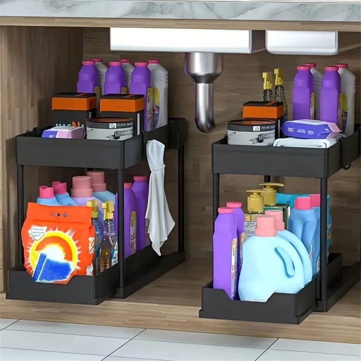 Raft de depozitare extensibil multifuncțional SHEIN, negru