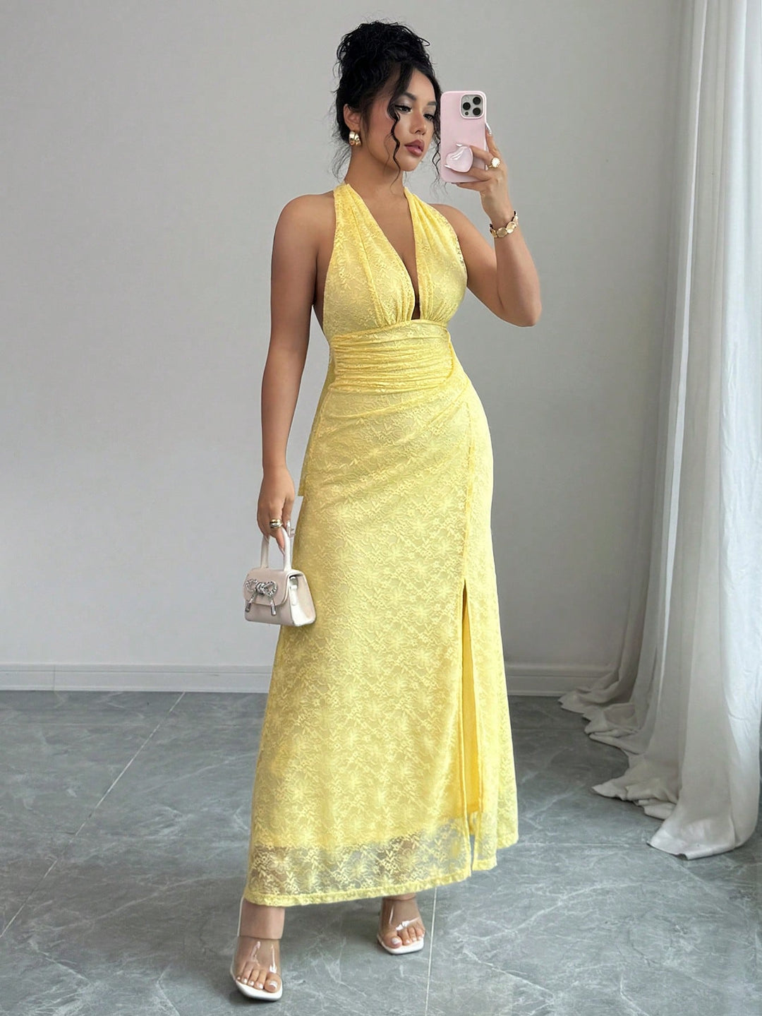 SHEIN maxi ruha, sárga