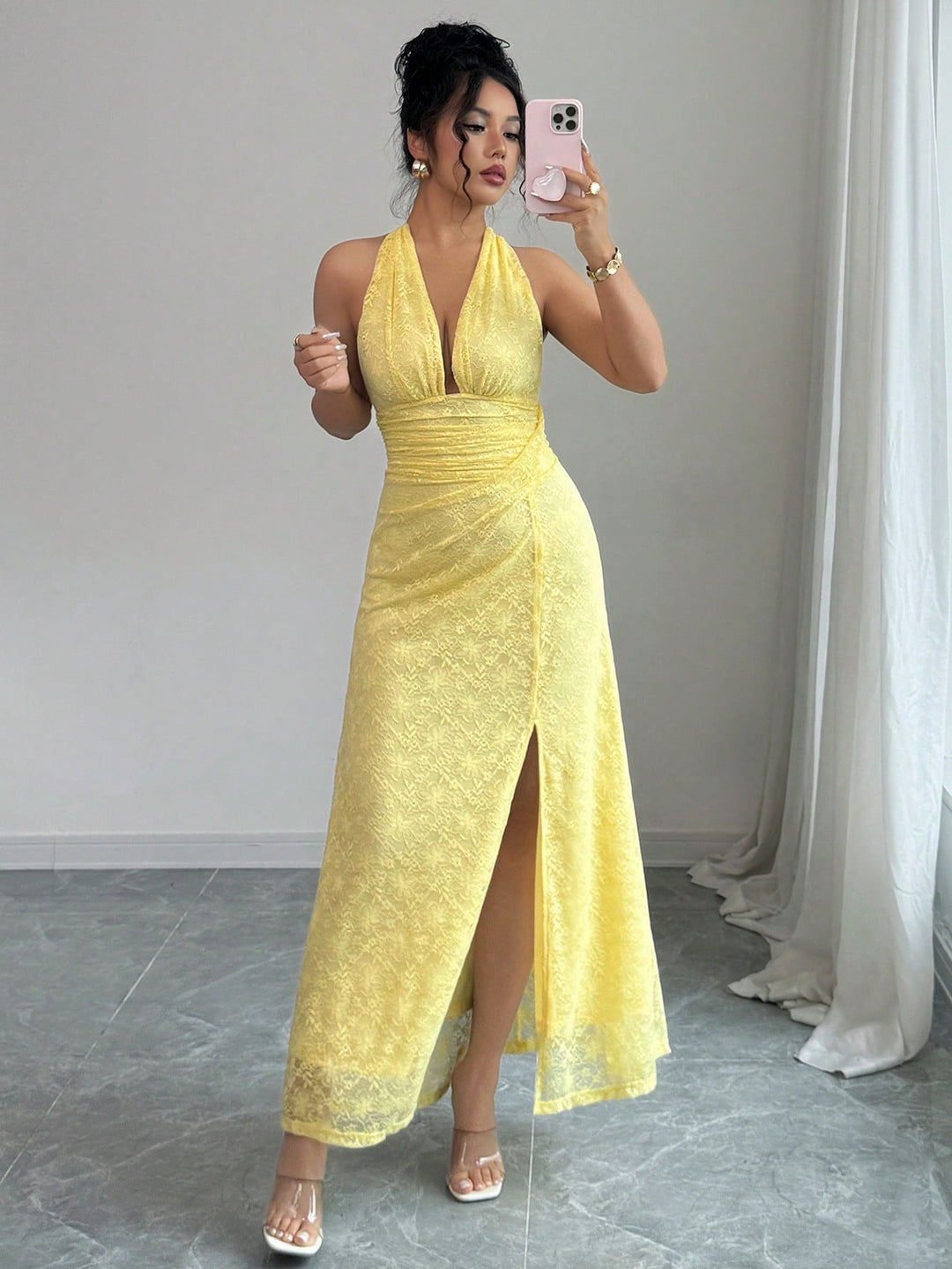 SHEIN maxi ruha, sárga
