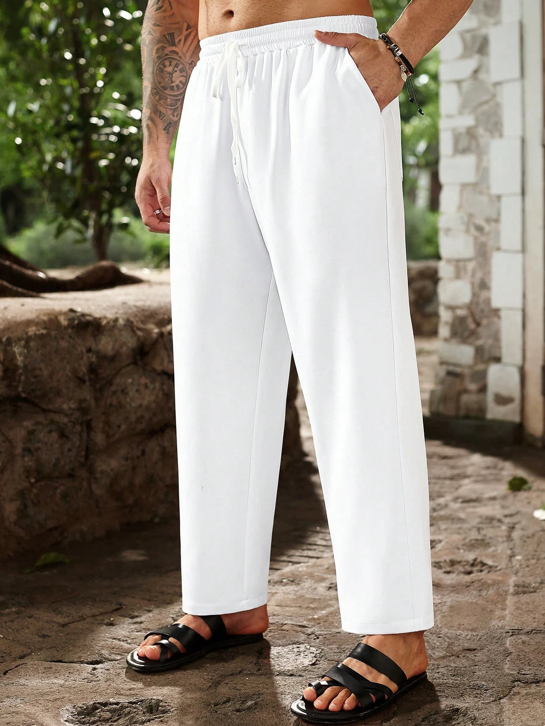 Pantaloni SHEIN, alb