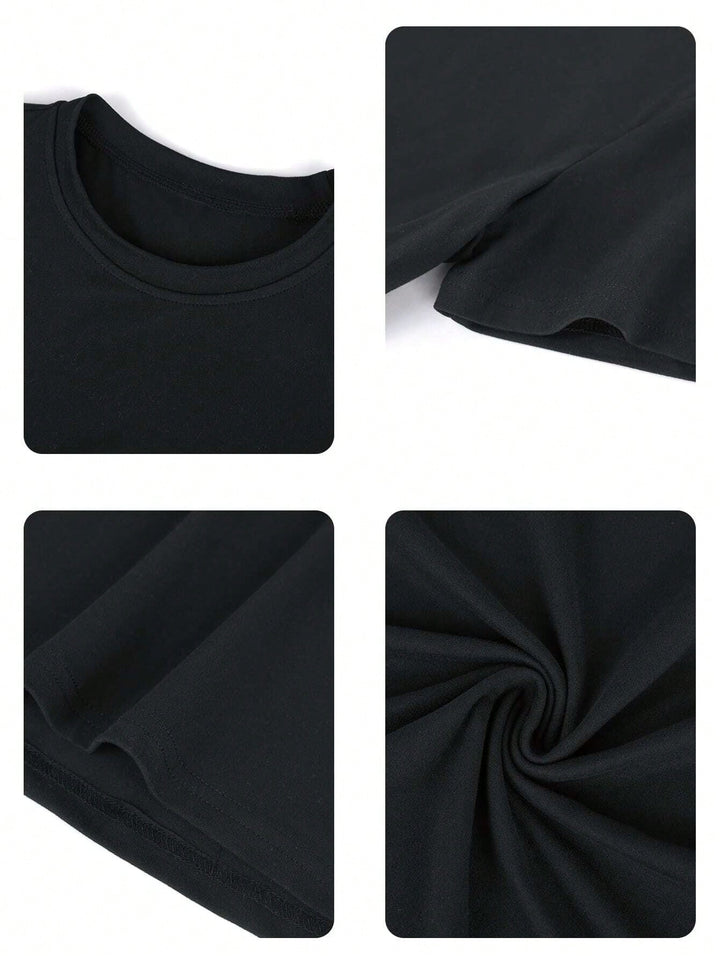 Shein Curve+ póló, fekete