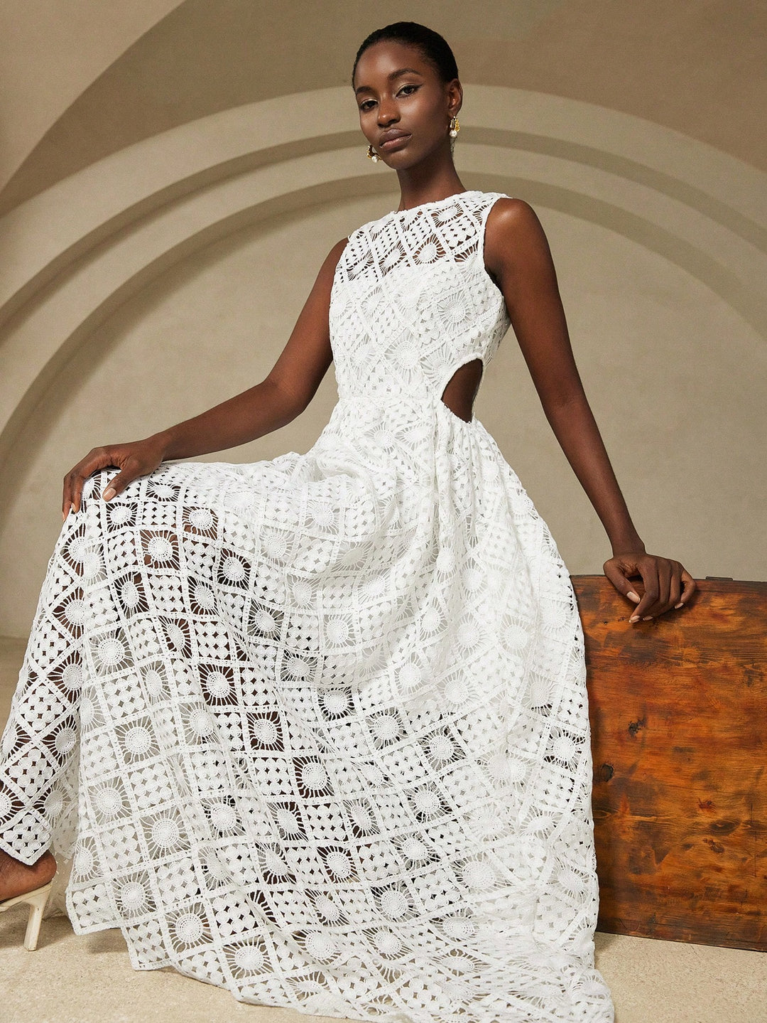 Rochie maxi SHEIN, alb