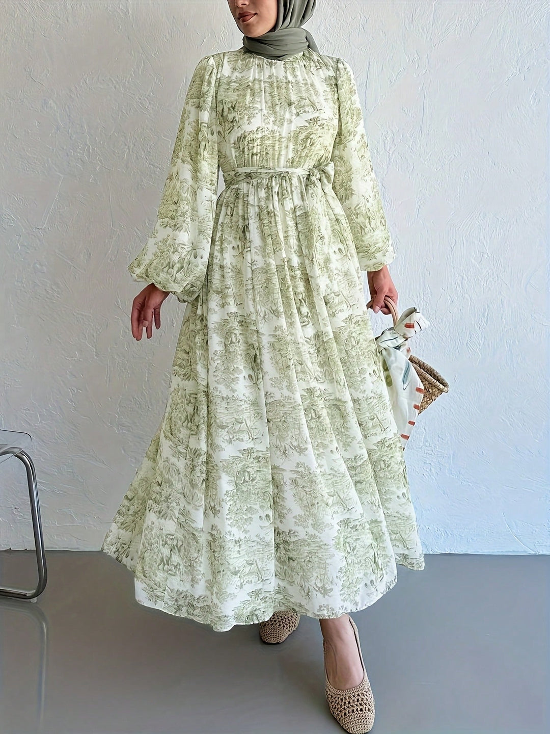 Set caftan și jalabiya SHEIN, verde