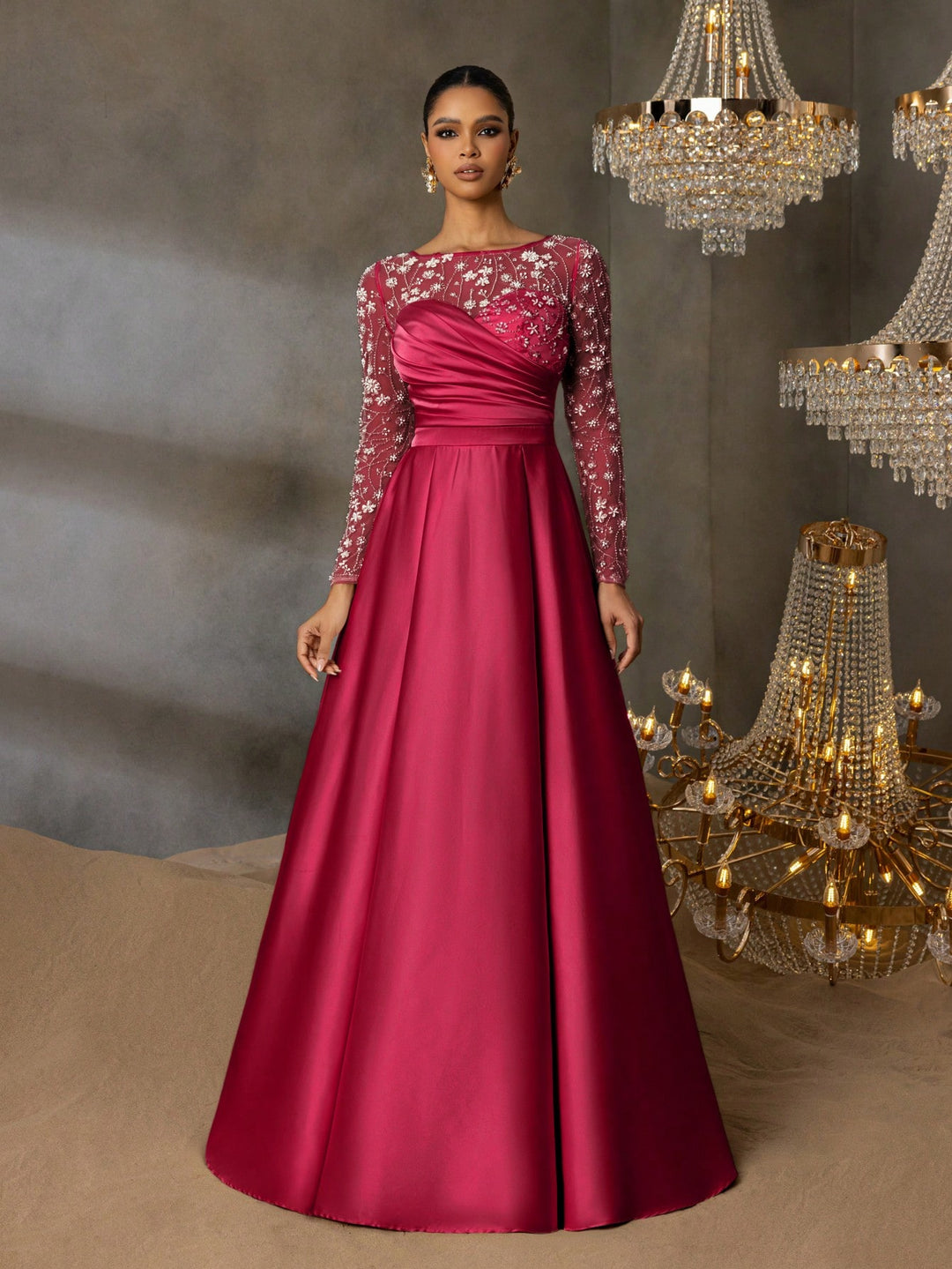 SHEIN bordó maxi ruha
