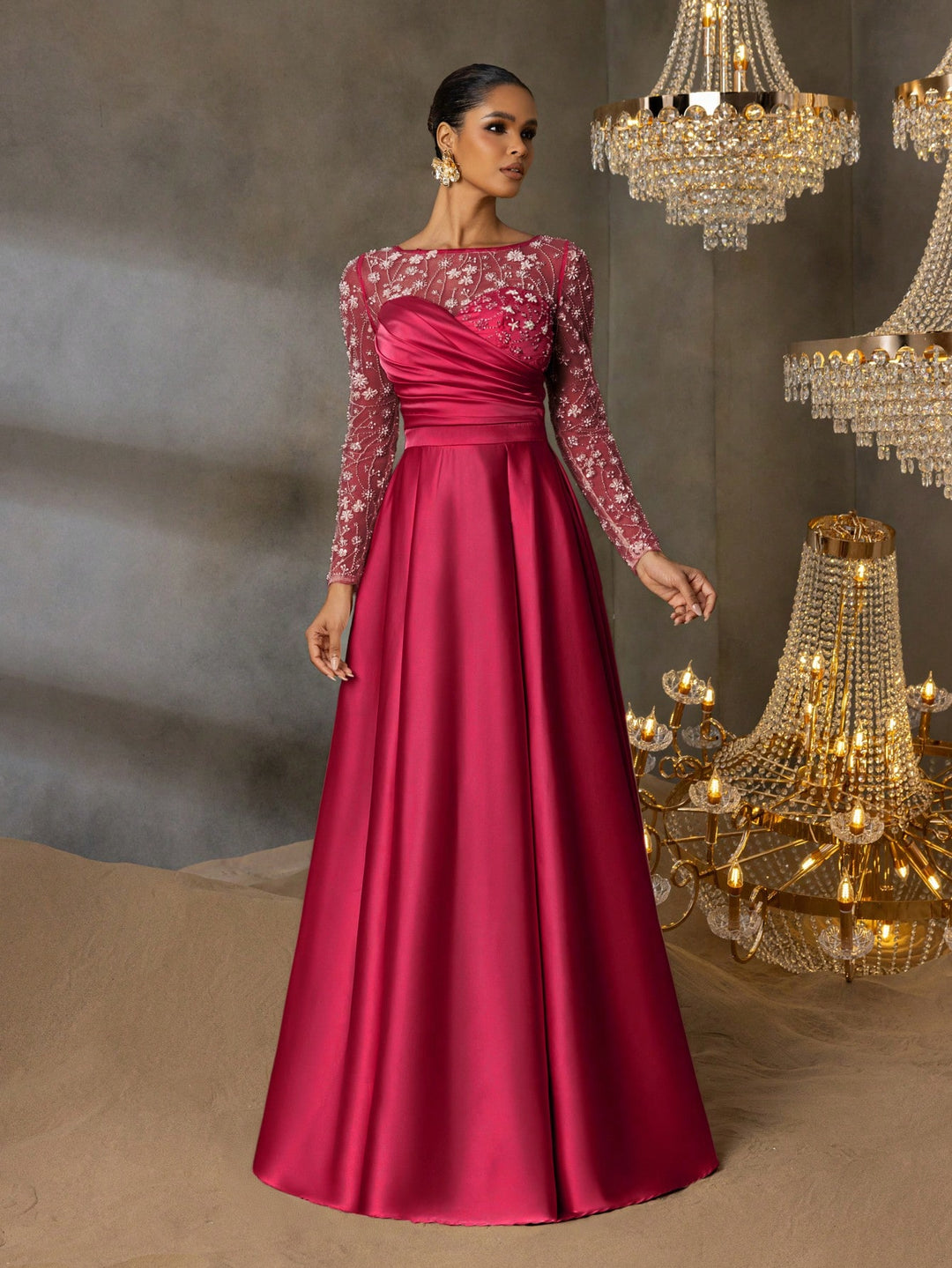 SHEIN bordó maxi ruha