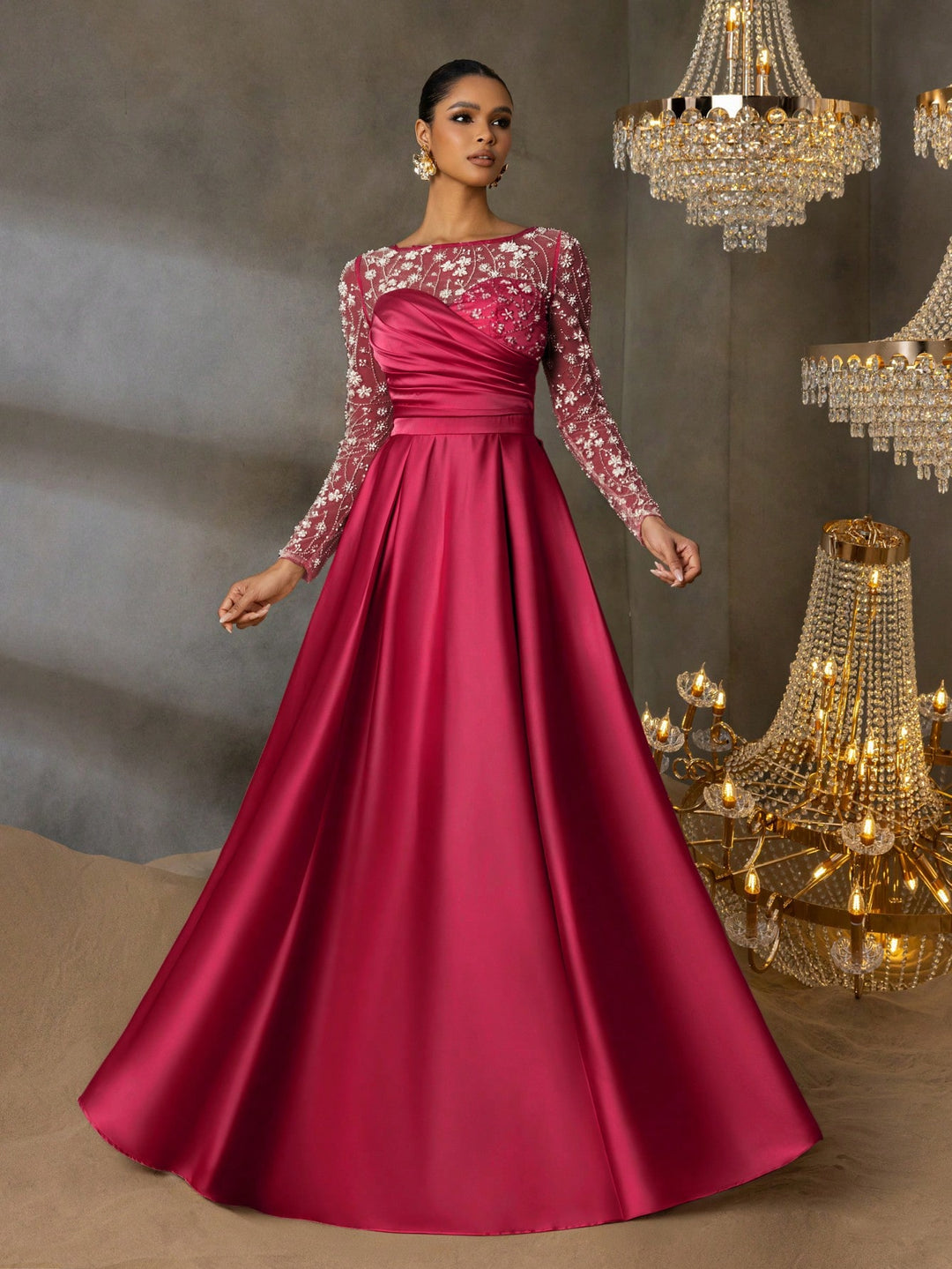 SHEIN bordó maxi ruha