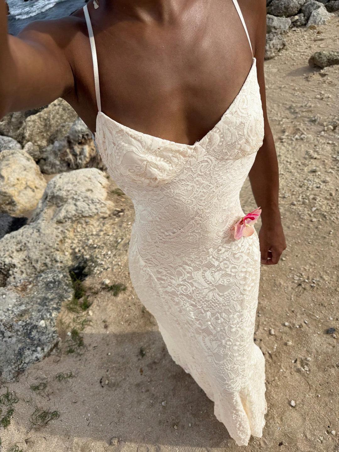 Rochie maxi SHEIN, crem