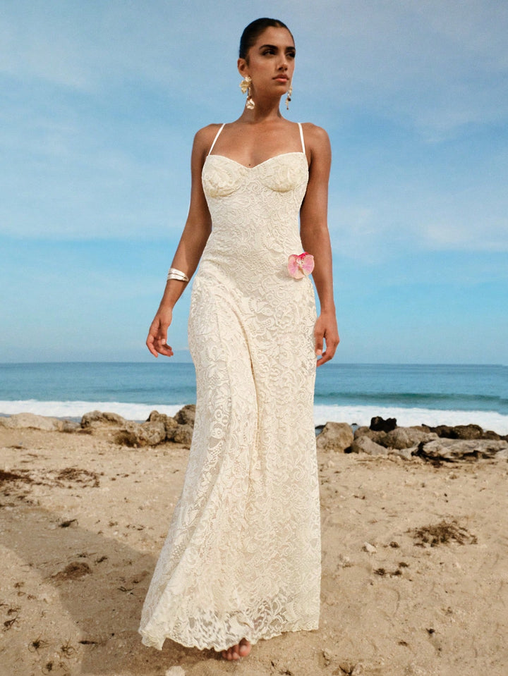 Rochie maxi SHEIN, crem