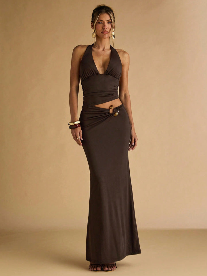Rochie maxi SHEIN, maro