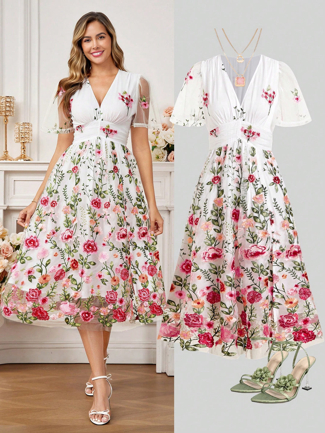 Rochie midi SHEIN, mix culori
