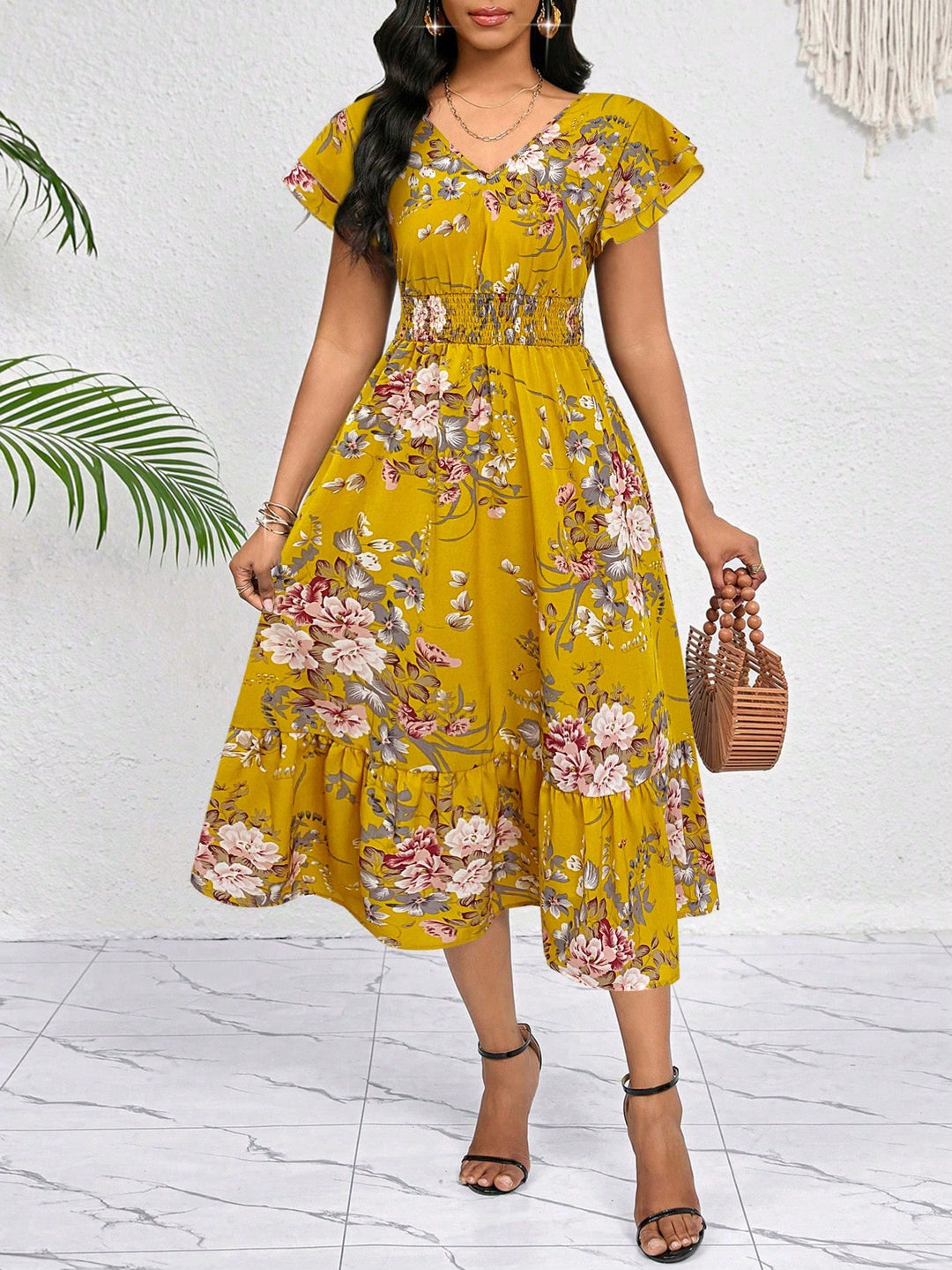 Rochie midi SHEIN, galben