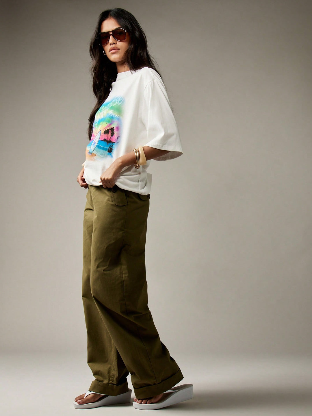 Pantaloni SHEIN, kaki
