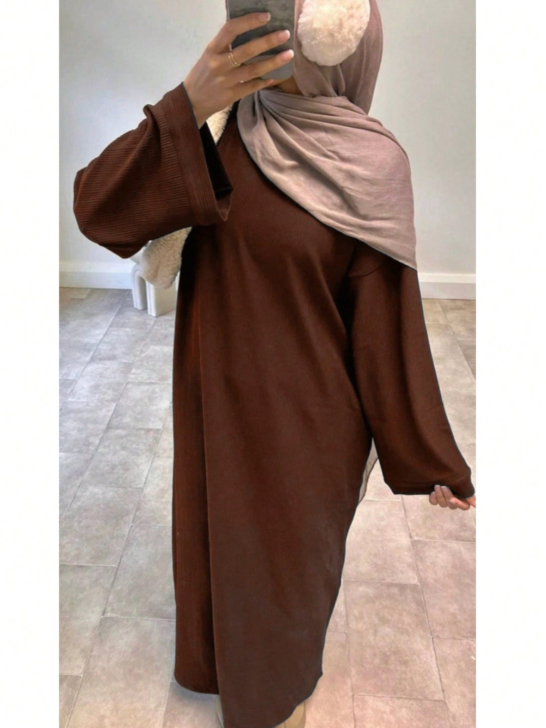 Set caftan și jalabiya SHEIN, maro