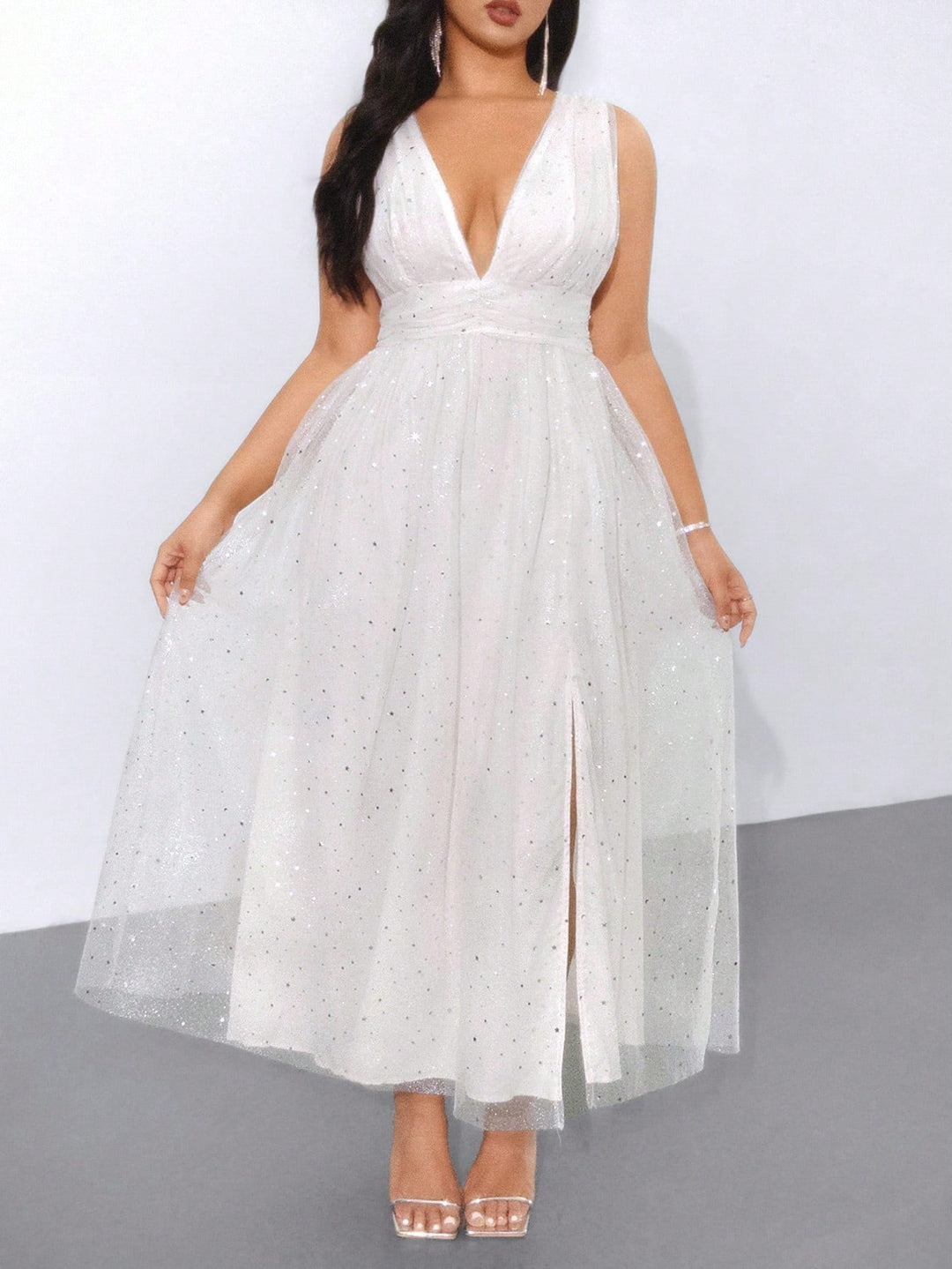 Shein maxi ruha, krém