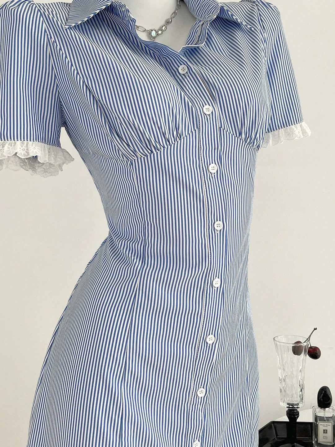 Rochie tip cămașă SHEIN, albastru