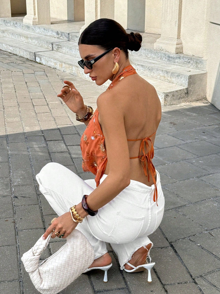 Top SHEIN, portocaliu