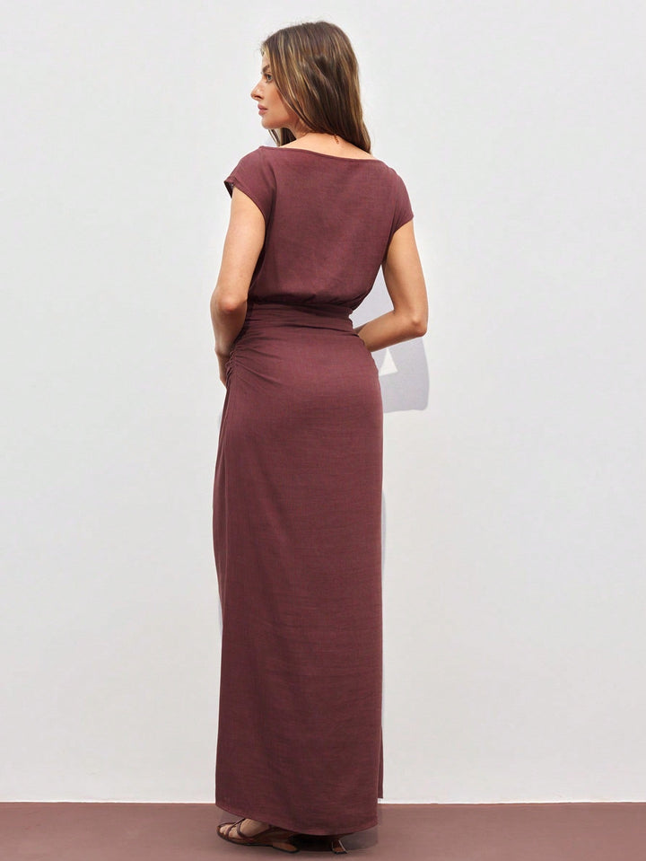 Rochie maxi SHEIN, maro