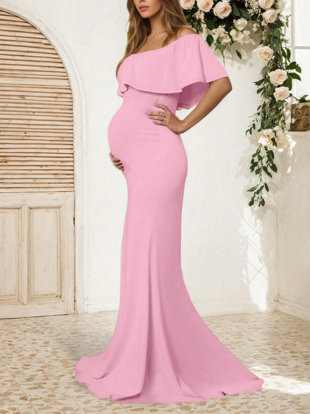 Rochie de maternitate maxi SHEIN, roz