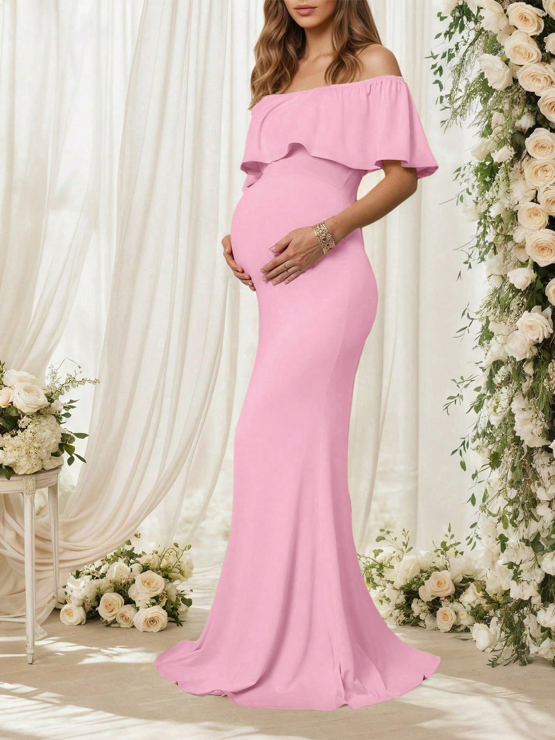 Rochie de maternitate maxi SHEIN, roz