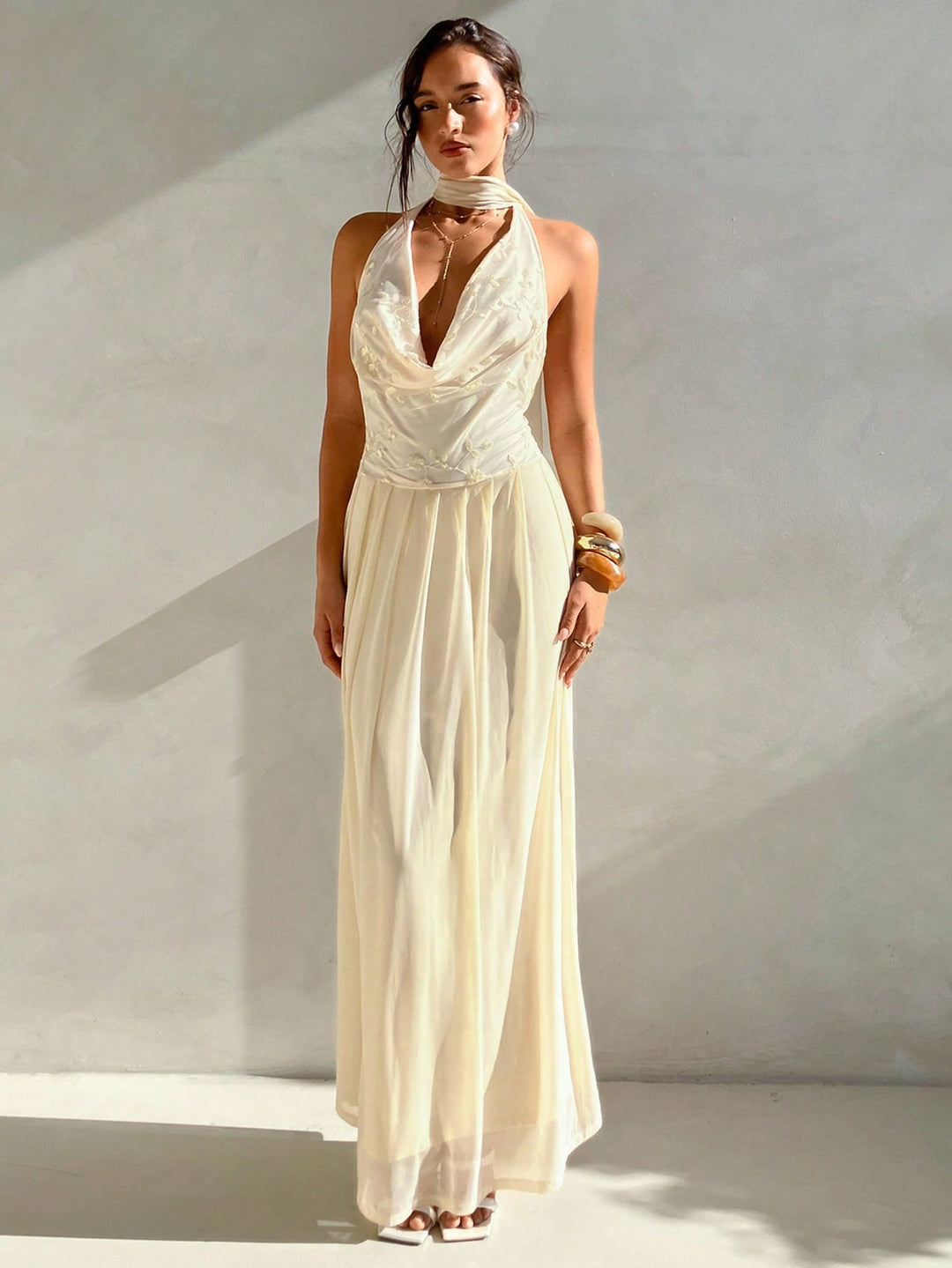 Rochie maxi SHEIN, crem