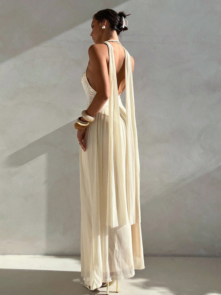 Rochie maxi SHEIN, crem