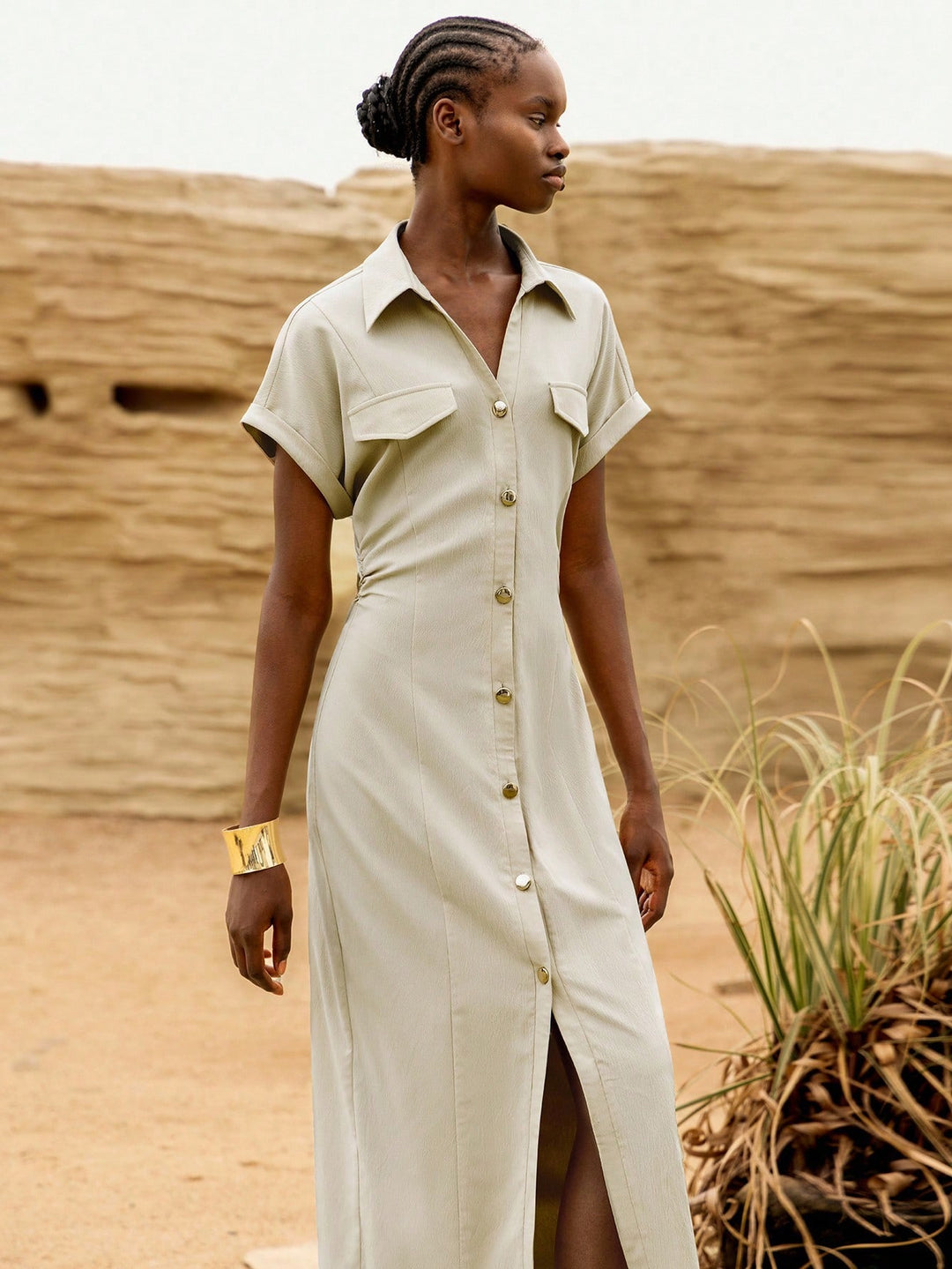 SHEIN maxi ruha, bézs