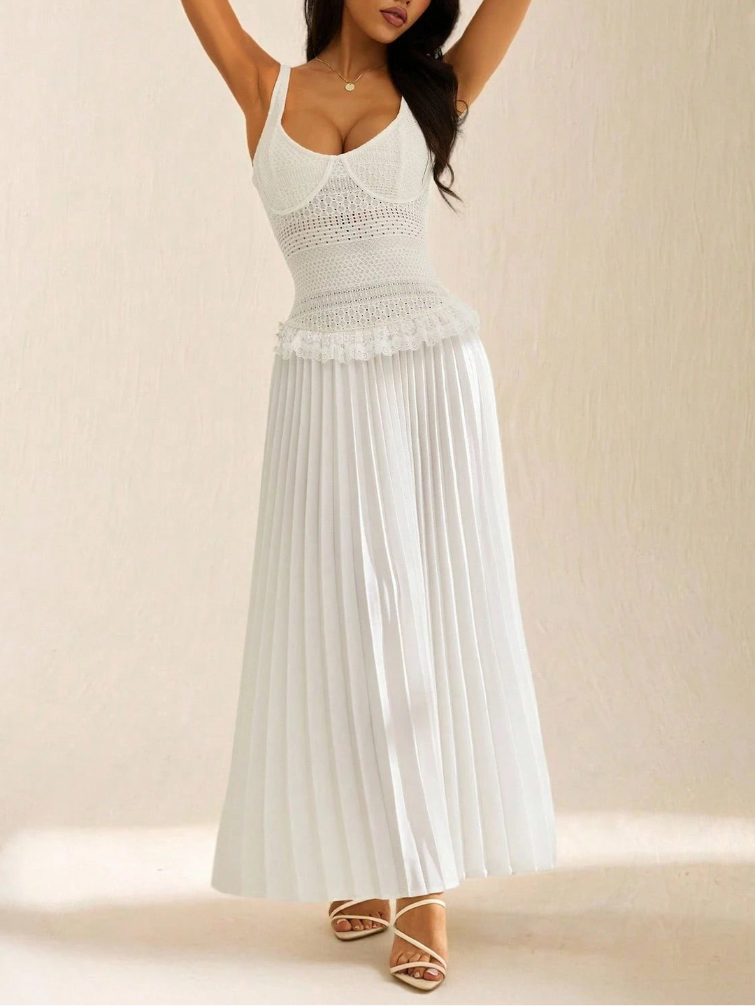 SHEIN maxi ruha, krémszínű