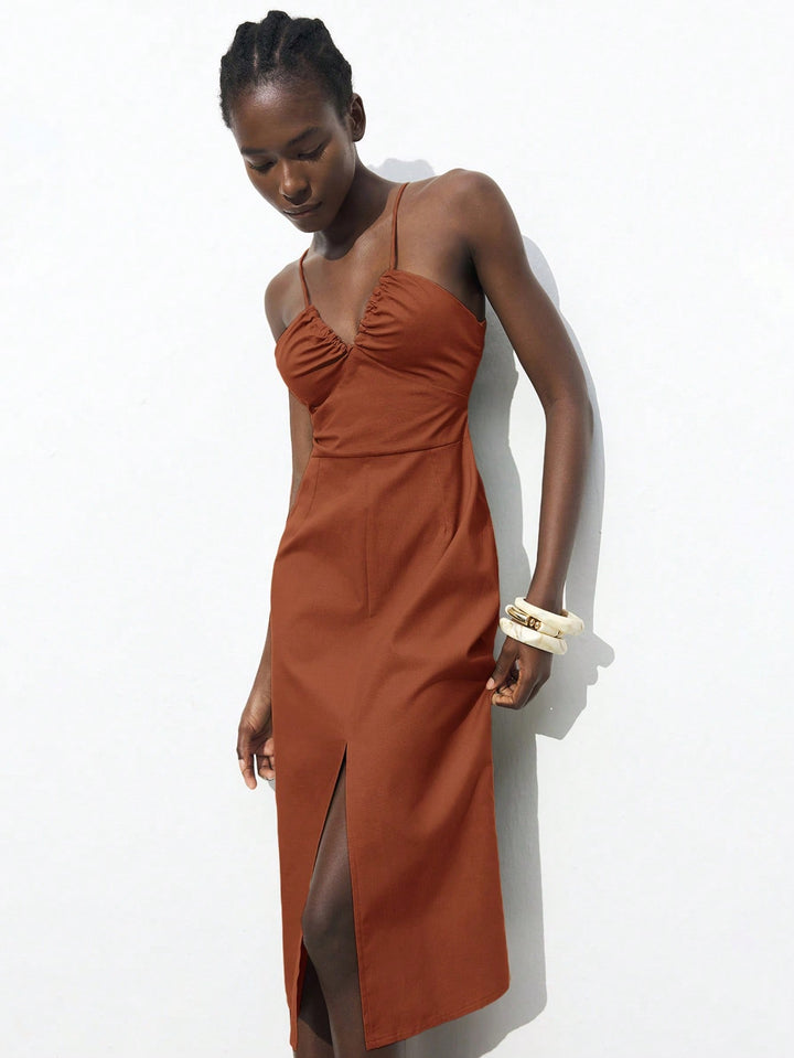 Rochie midi SHEIN, maro