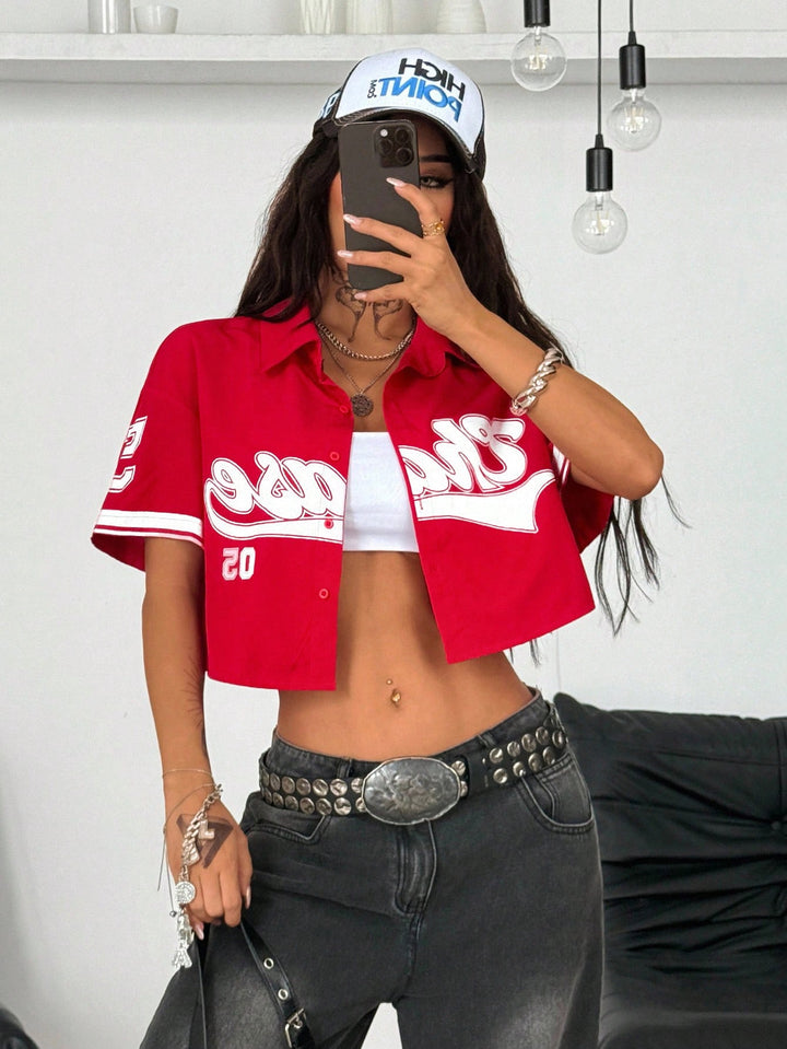 Tricou crop SHEIN, roșu