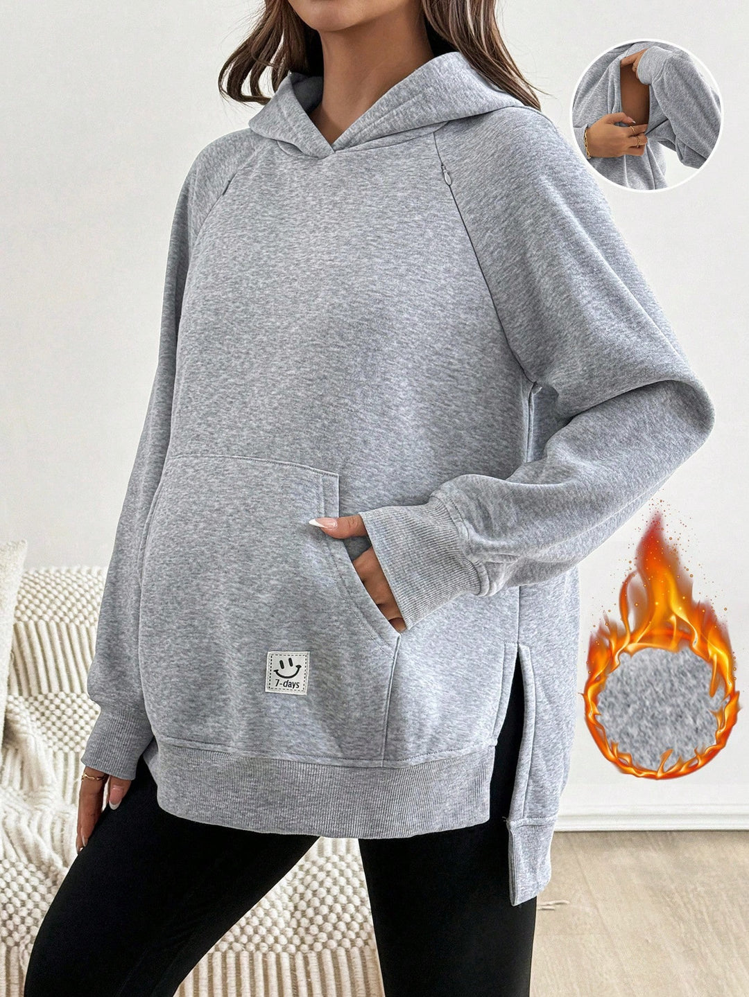 SHEIN kapucnis pulóver, szürke
