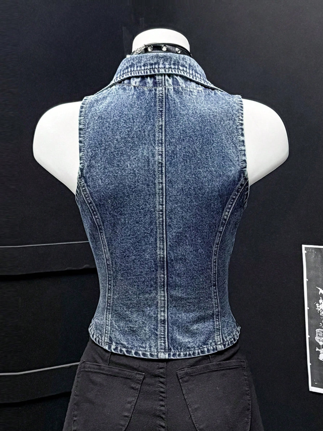 Sacou denim vintage spălat SHEIN, albastru