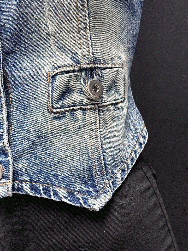 Sacou denim vintage spălat SHEIN, albastru