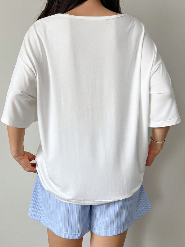 Set pijamale SHEIN, alb