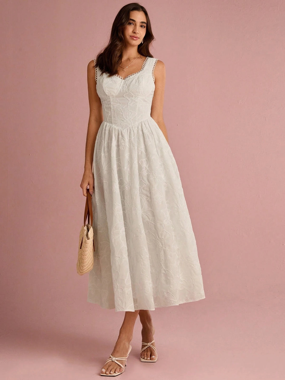 Rochie maxi SHEIN, crem
