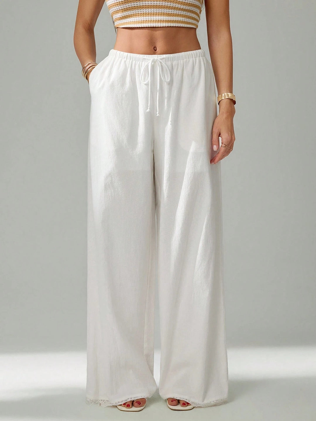 Pantaloni SHEIN, alb
