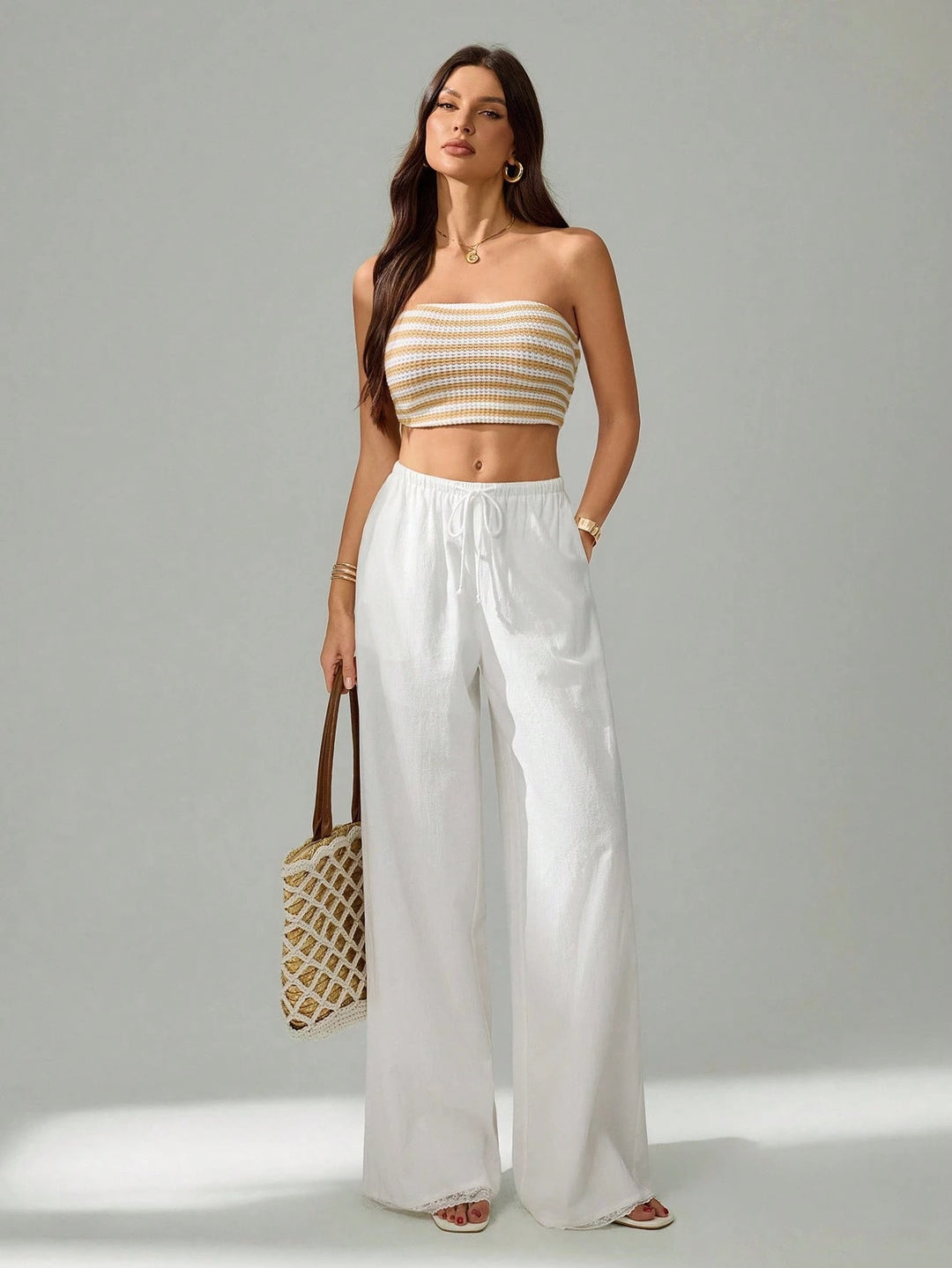 Pantaloni SHEIN, alb