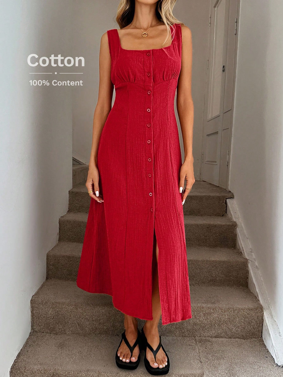 SHEIN midi ruha, piros