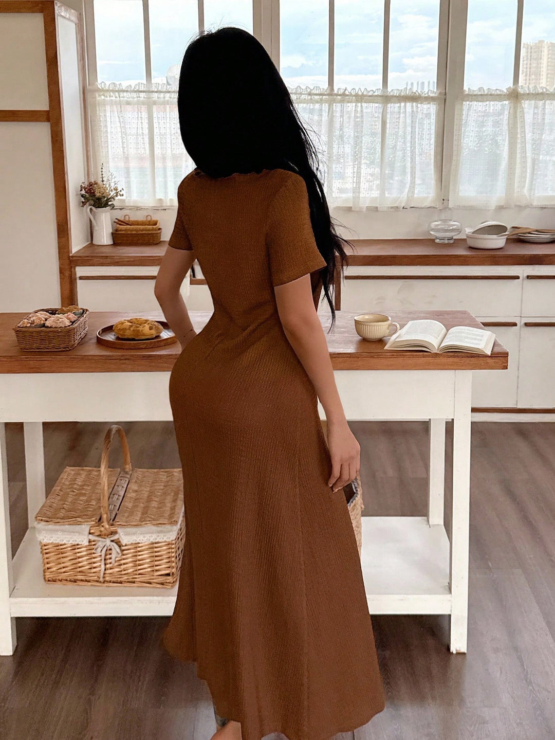 Rochie maxi SHEIN, maro