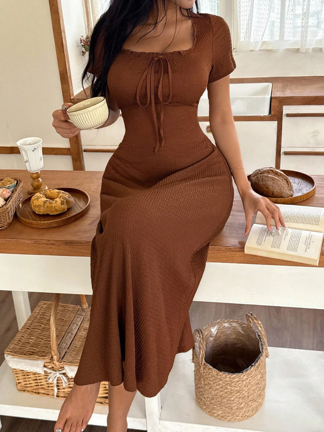 Rochie maxi SHEIN, maro