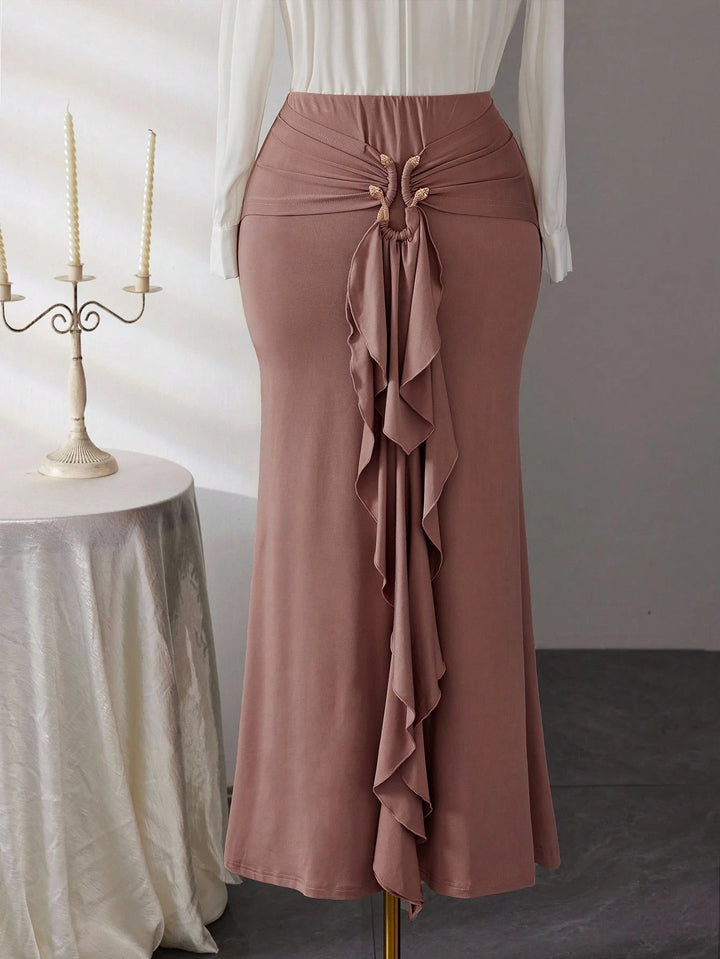 Fustă maxi Shein Curve, roz