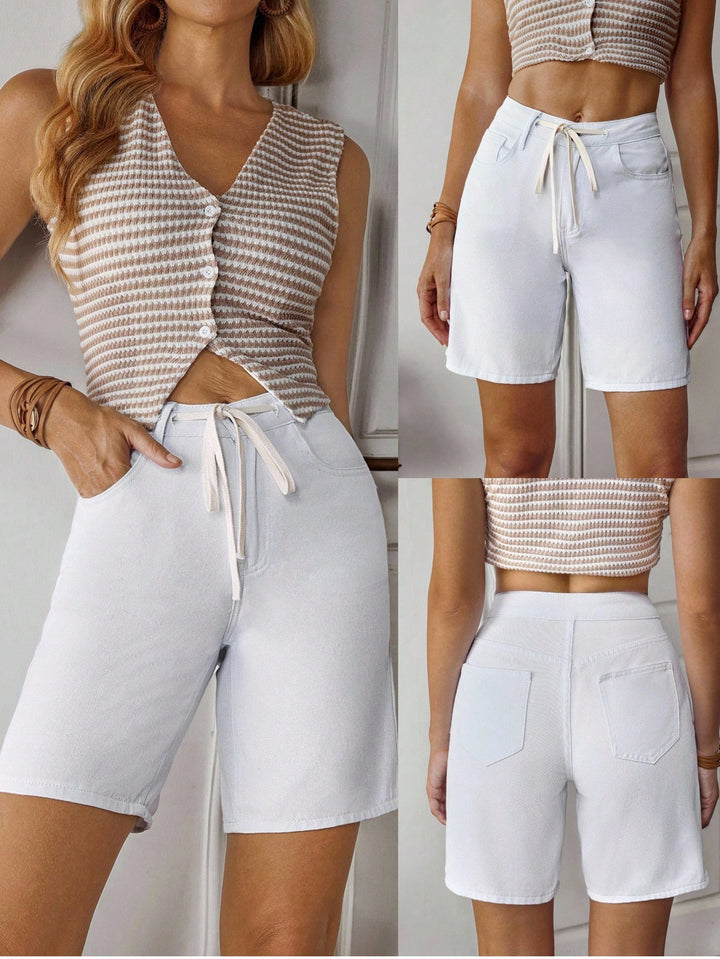 Pantaloni scurți SHEIN, alb