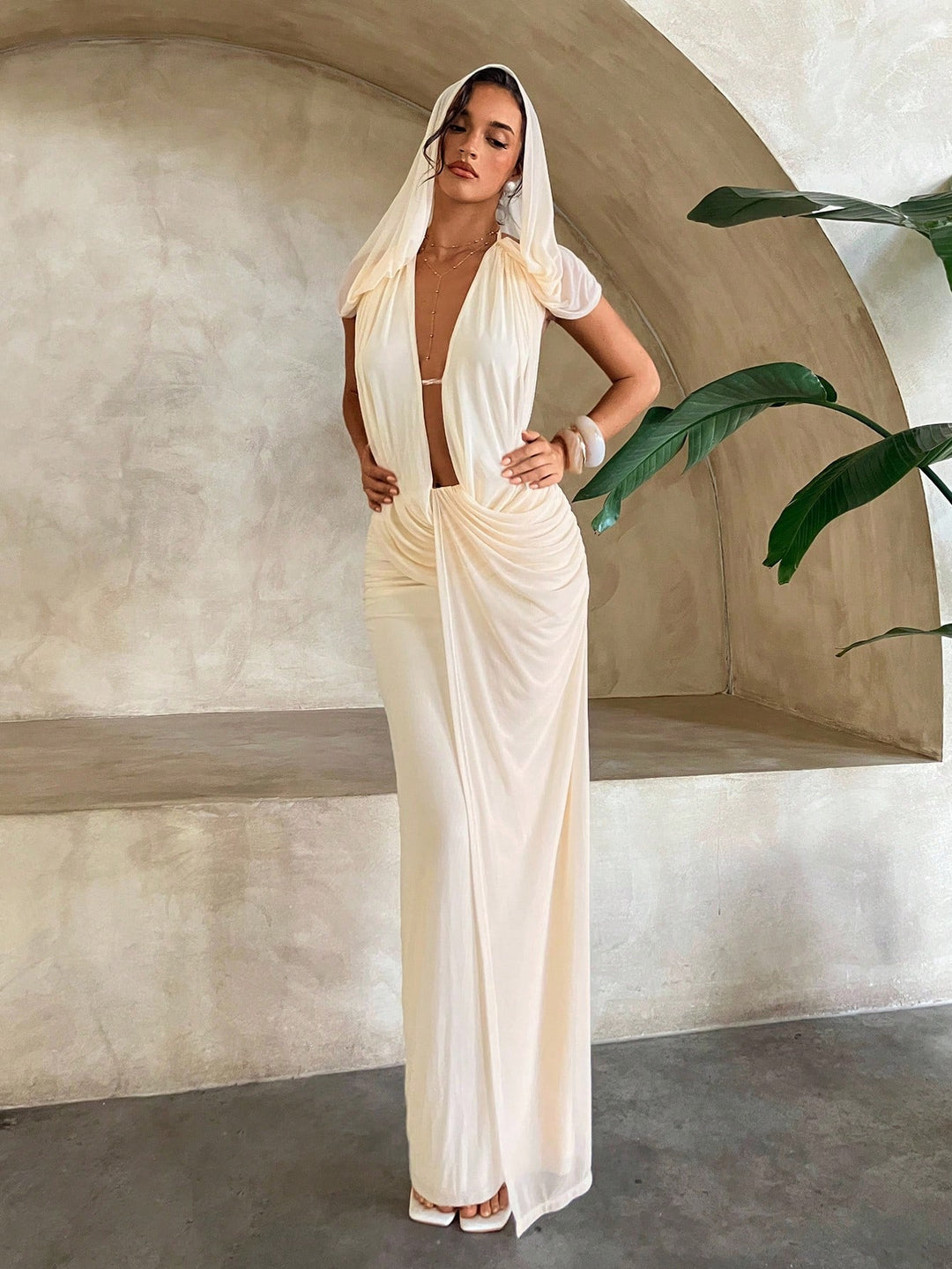 Rochie maxi SHEIN, bej
