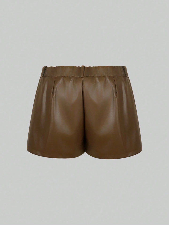 Pantaloni scurți Shein Curve+, maro