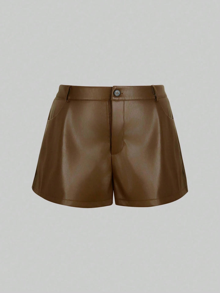Pantaloni scurți Shein Curve+, maro