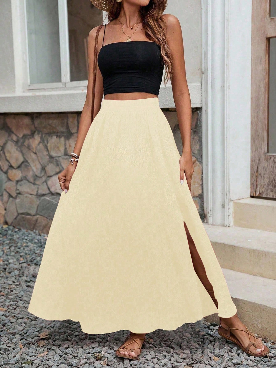 SHEIN maxi szoknya, krém